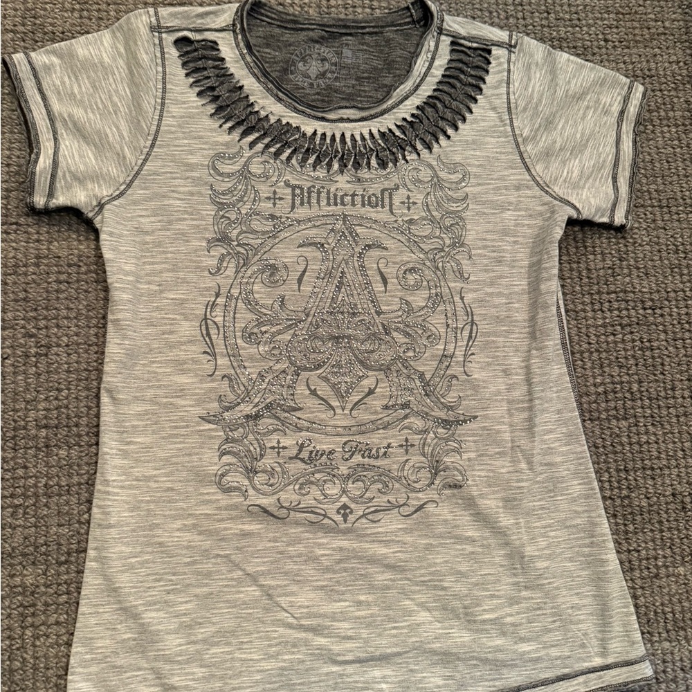 Affliction Gray Graphic T-Shirt